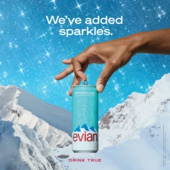 Evian Sparkling Natural Mineral Water 24x 330ml Cans -Best Liquor Shop evian sparkling water can lifestyle