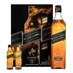 Johnnie Walker Black Label 12 Year Whisky 70cl Gift Set With Miniatures